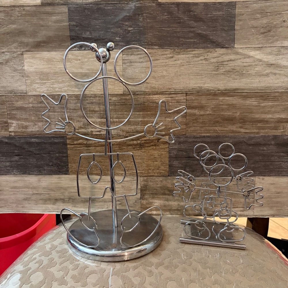 Disney Mickey Mouse Chrome Wire Paper Towel Holder and Napkin Holder Set 26708